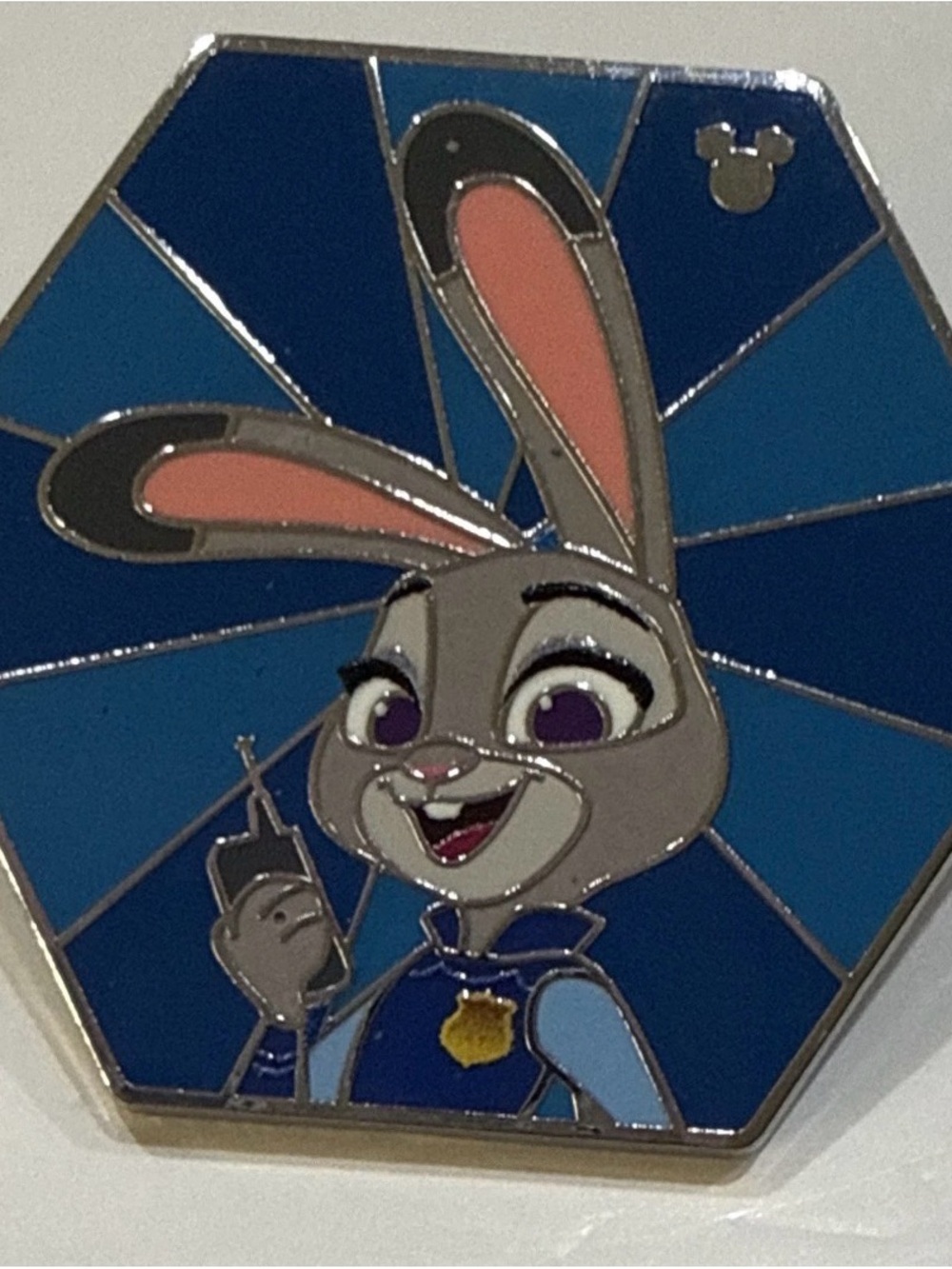 Disney Hidden Mickey Judy Hopps Blue and Gray Enamel Pin with Pink Ear Accents